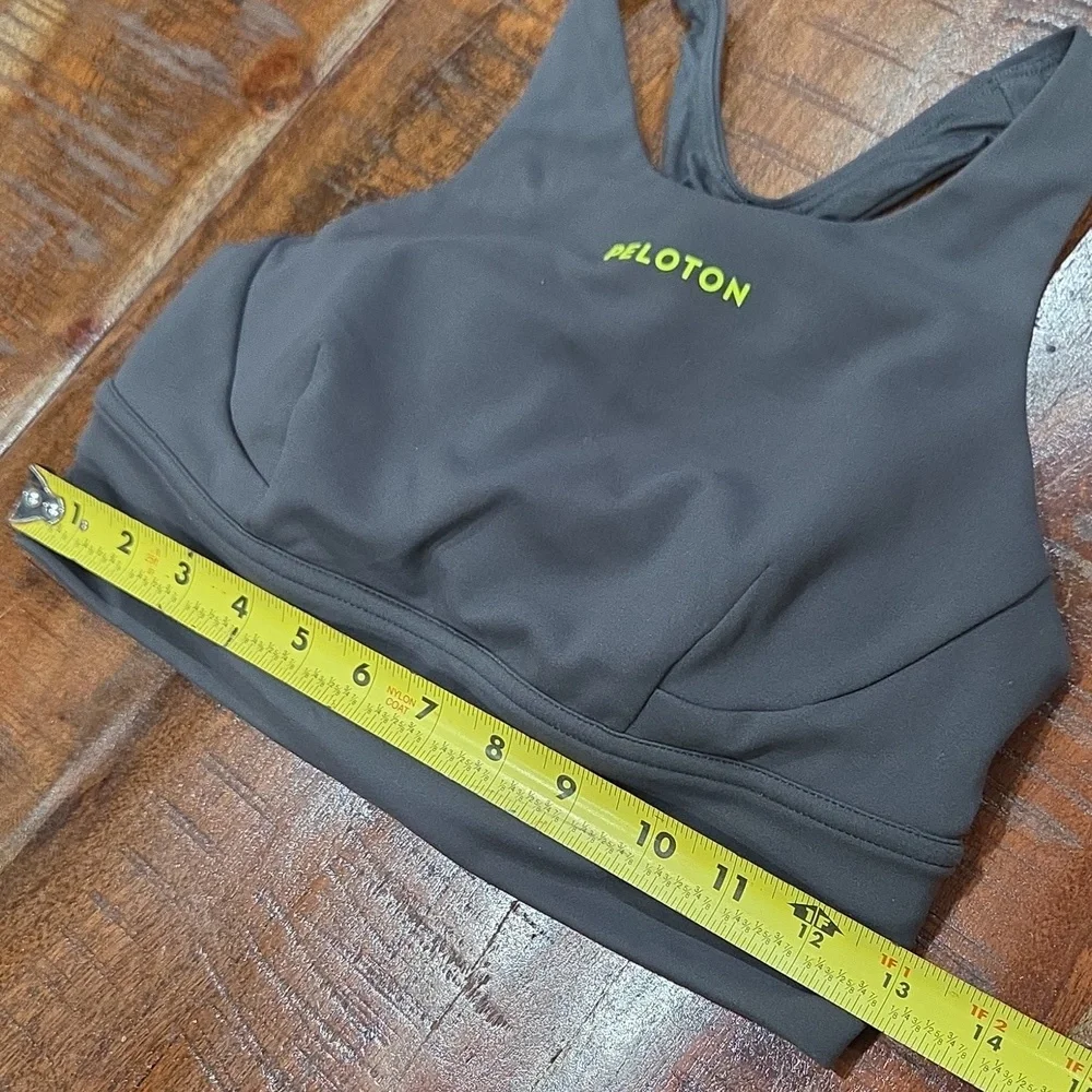 Lululemon Peloton Dark Gray Sports Bra with Yellow Logo